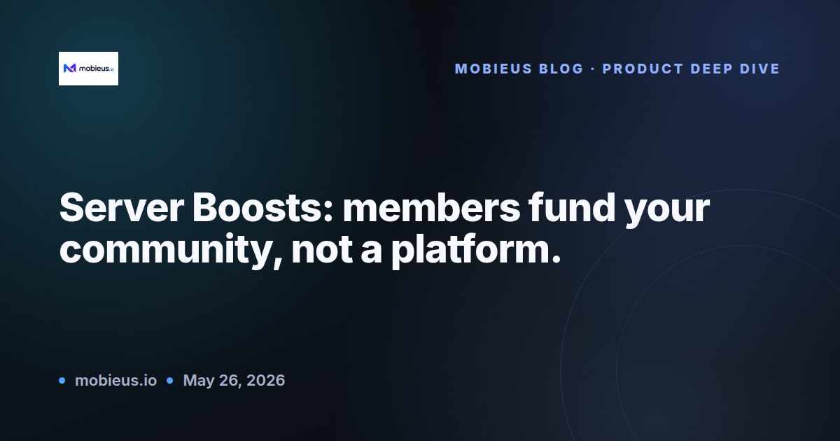 Server Boosts product deep-dive blog cover: the mobieus.io logo on a dark gradient title card